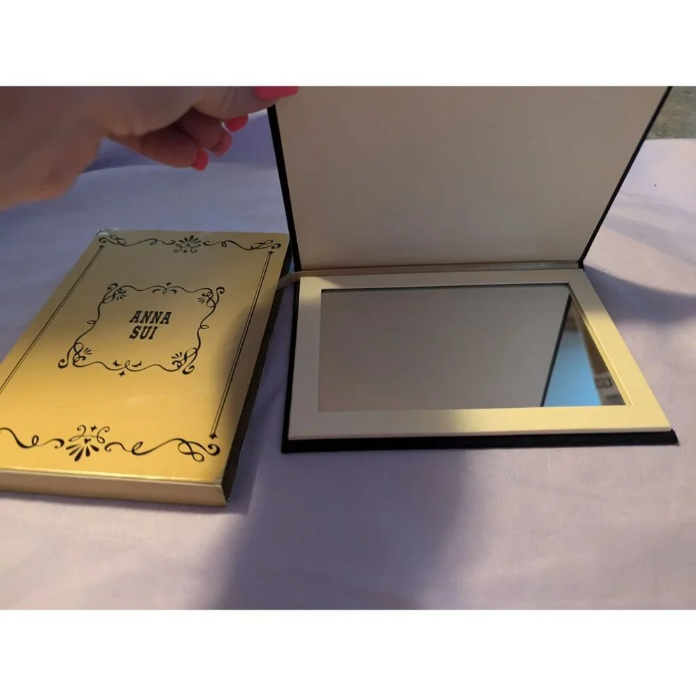 Anna Sui Limited Edition Story Book Compact Mirror W/ Floral Design & Gold Cover